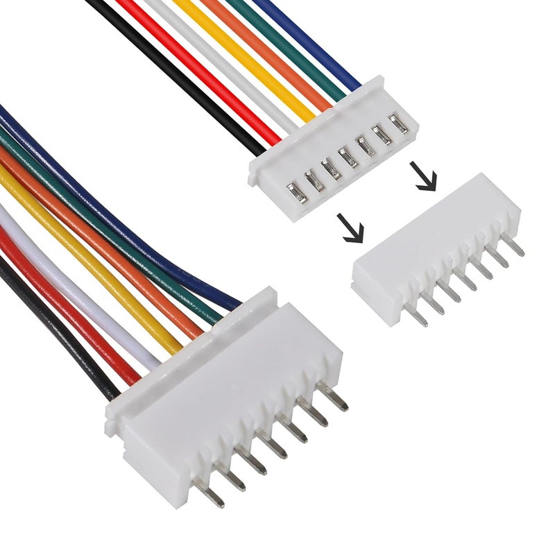 ACEIRMC 10Pairs JST-XH Connector Kit, XH 2.54mm 7 Pin Header Male and Female Connectors Plug Adapter with Flat Wire Cable 200mm 26AWG Compatible with JST XH (7P) - Image 4